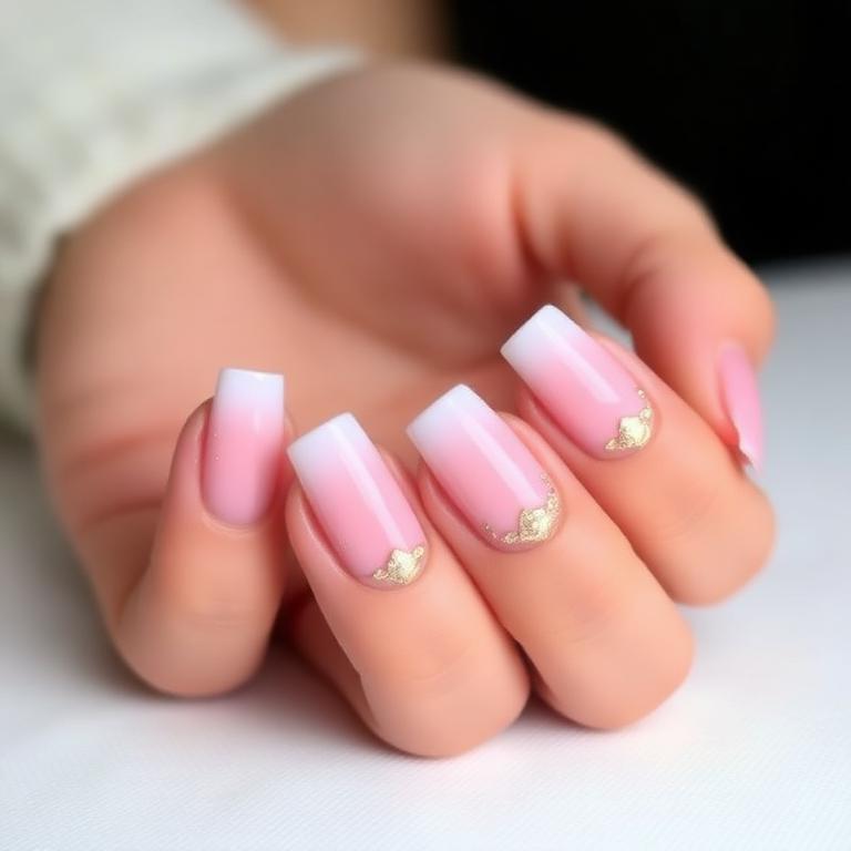 French manicure with gold accents